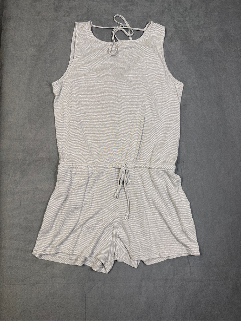 Prana Light Gray Sleeveless Drawstring Romper